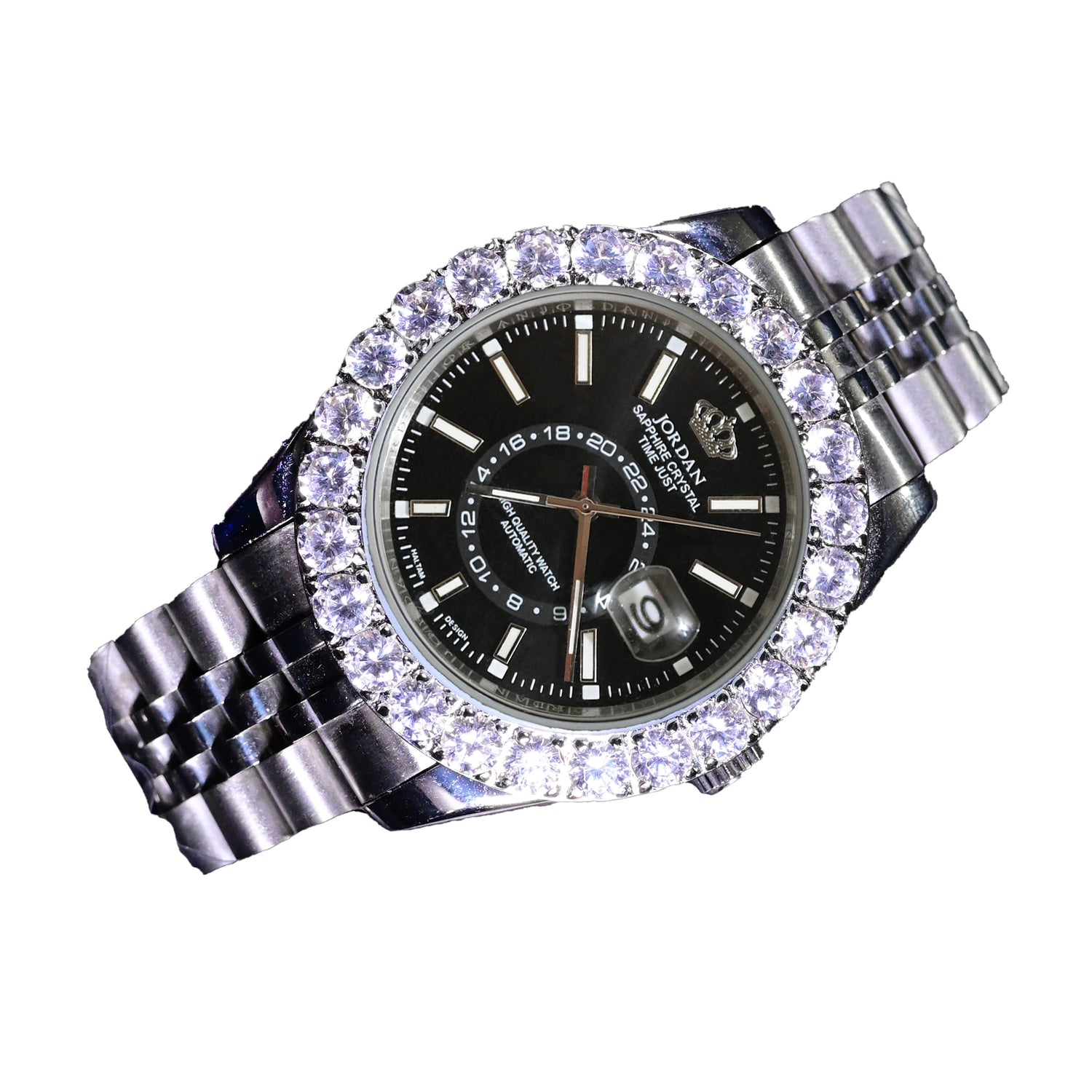IcedOut Gold Band Jordan Watch With Blue Dial LuxIcejewelry