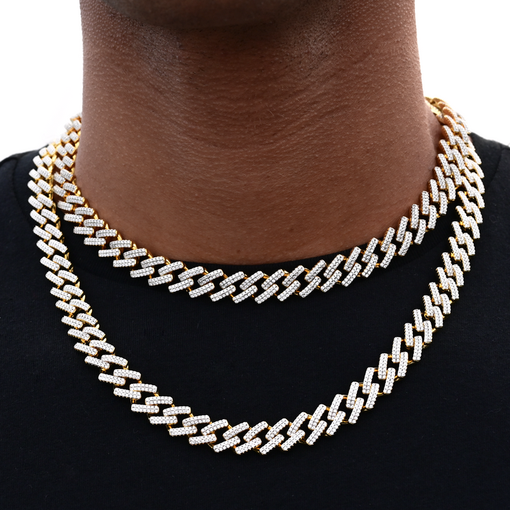 Diamond Prong Link Necklace (10mm) in Yellow Gold