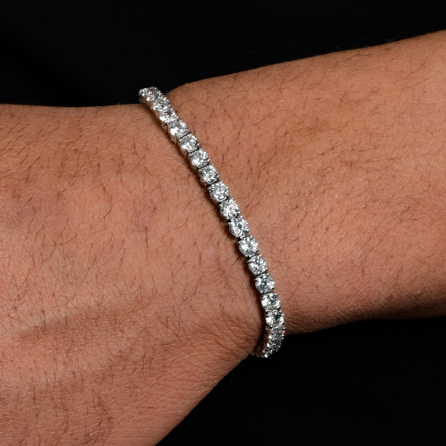 3mm round cut tennis bracelet in white gold deals