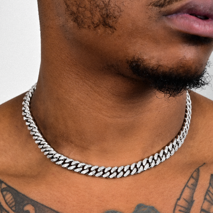 (8mm) Cuban Link Choker in White Gold