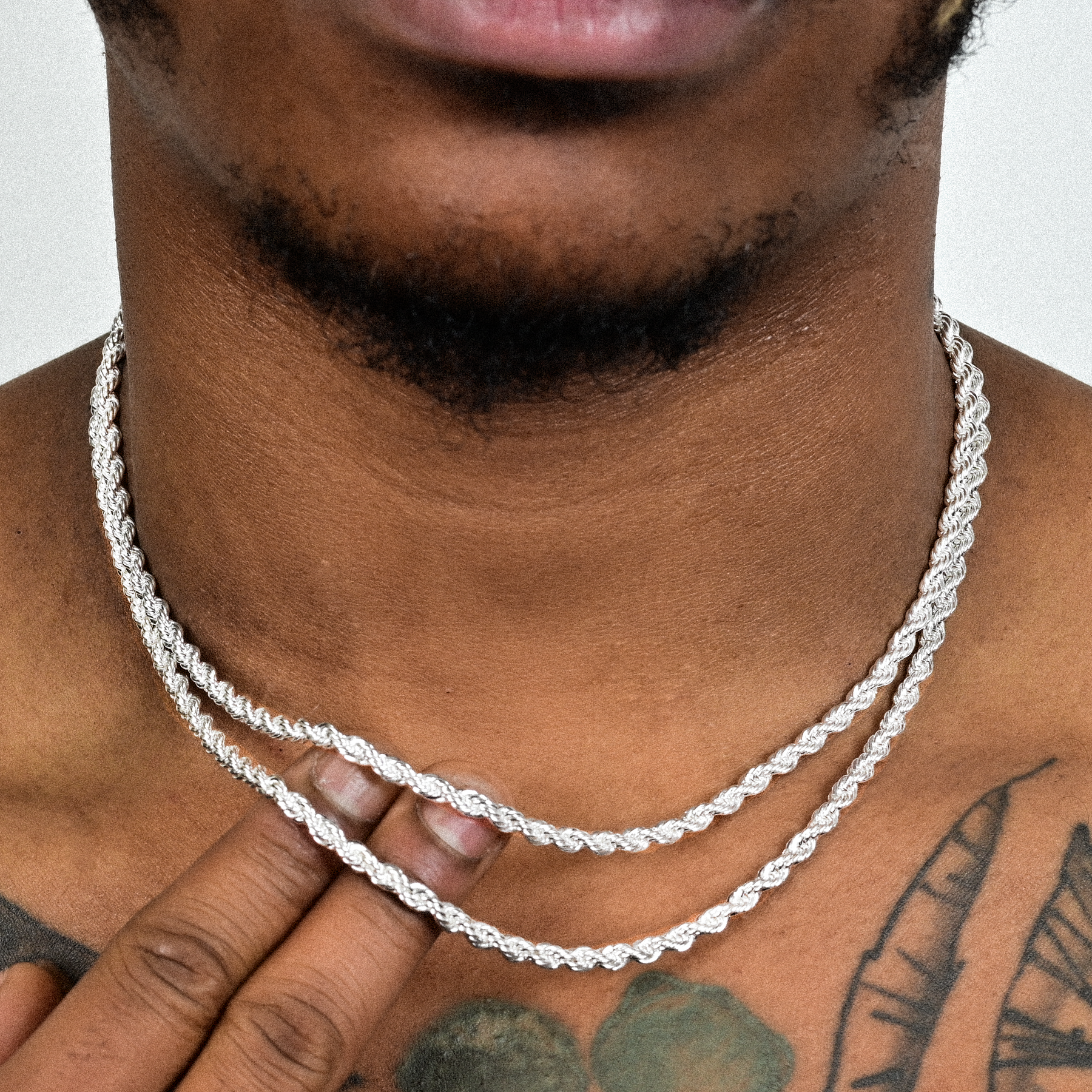 White gold iced out 2025 rope chain