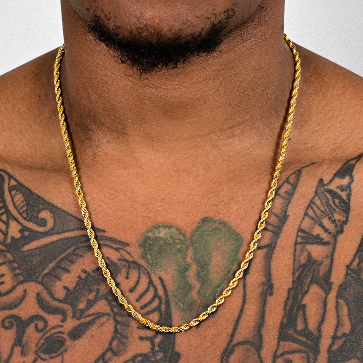 (4mm) Rope Chain in Yellow Gold