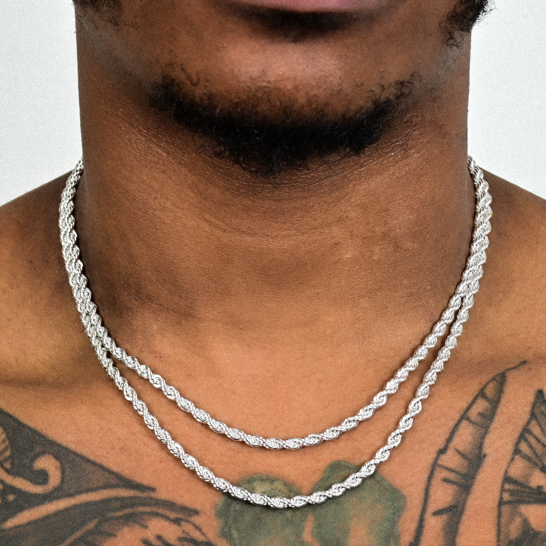 White gold sales 4mm rope chain