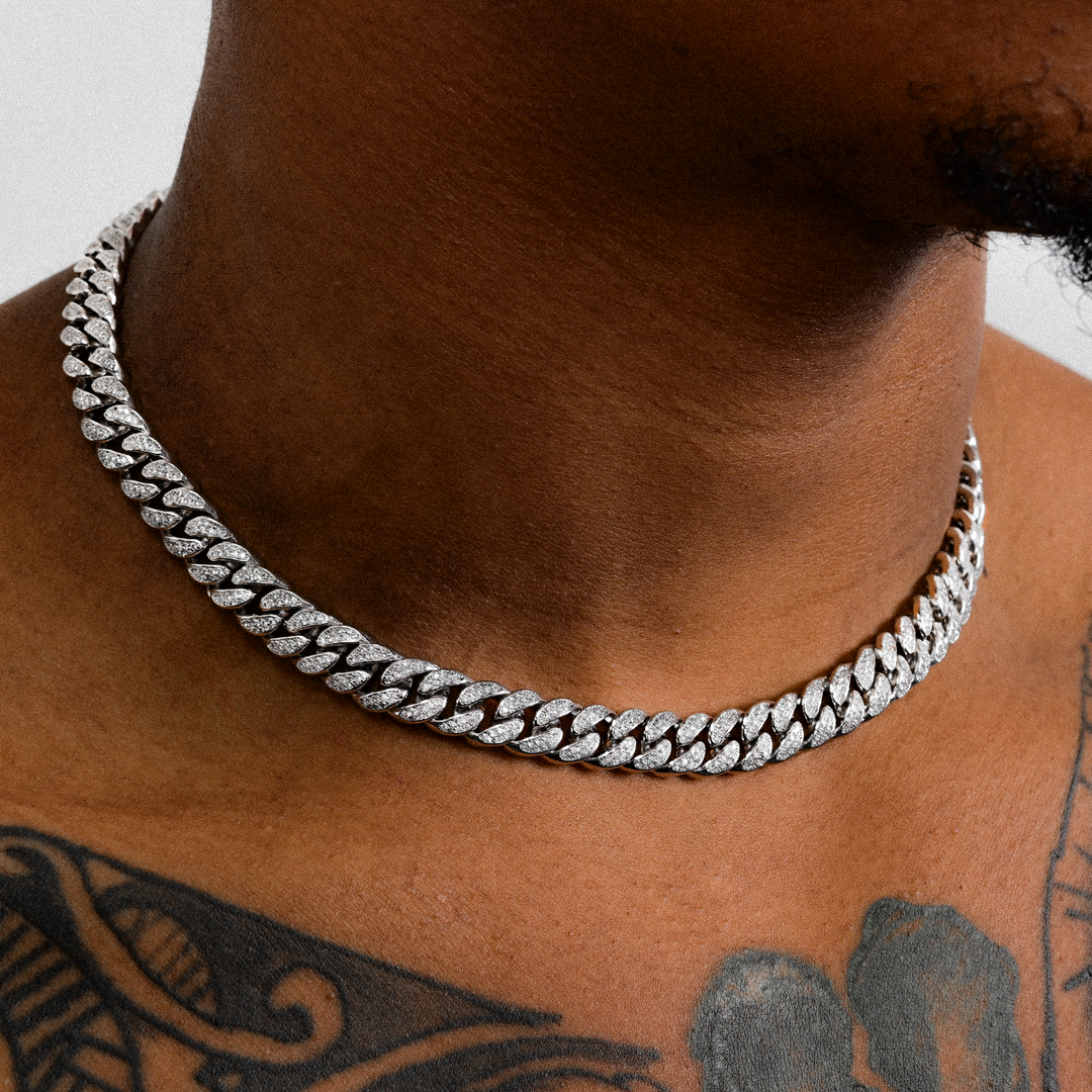 (8mm) Cuban Link Choker in White Gold