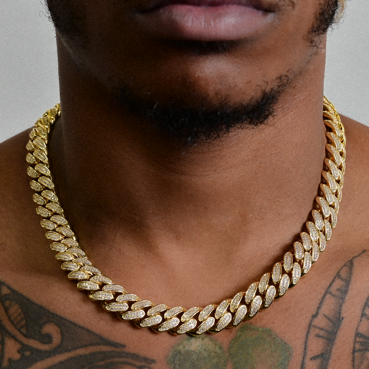 Diamond Miami Cuban Link Choker (14mm) in Yellow Gold