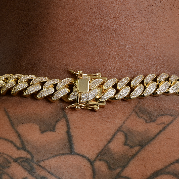 Diamond Miami Cuban Link Choker (14mm) in Yellow Gold