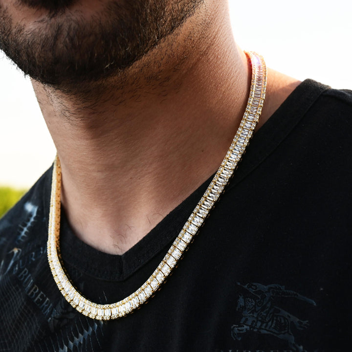 Baguette Diamond Tennis chain (8mm) in Yellow Gold