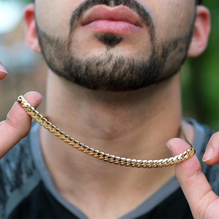 (4mm) Miami Cuban Link Necklace in Yellow Gold