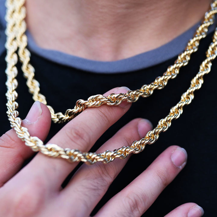 (6mm) Rope Link Chain in Yellow Gold