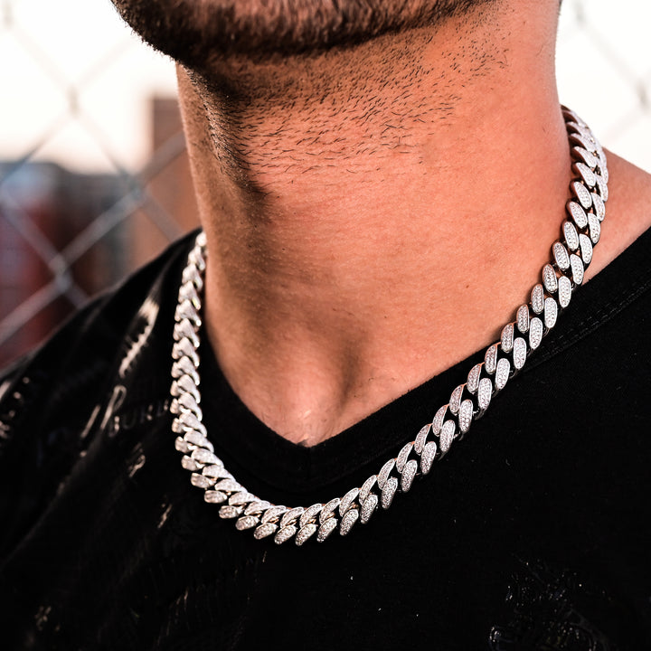 Diamond Cuban Link Chain (10mm) in White Gold