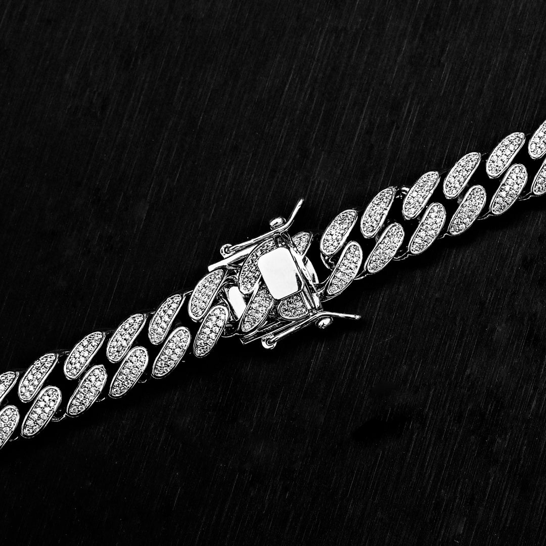 Diamond Cuban Link Chain (10mm) in White Gold