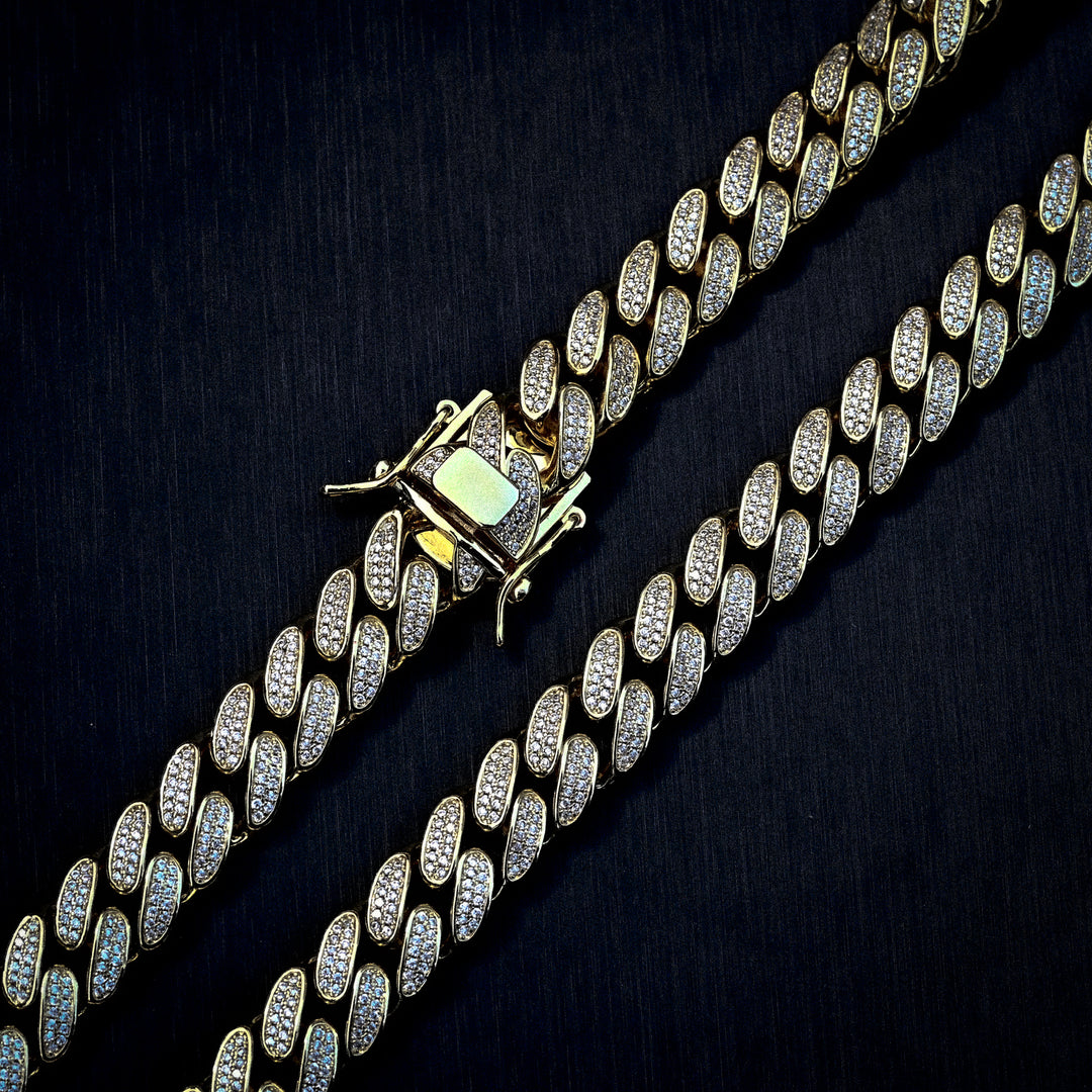 Diamond Cuban Link Chain (10mm) in Yellow Gold
