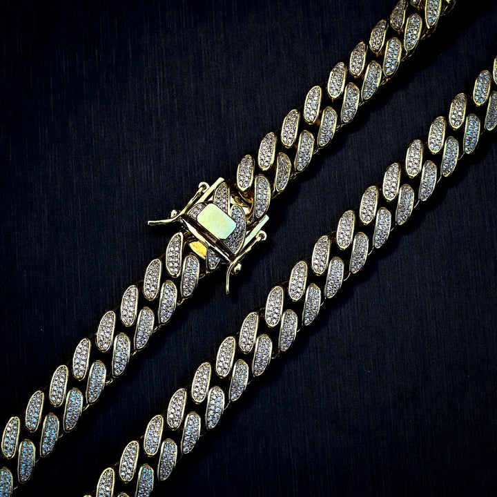 Diamond Cuban Link Chain (10mm) in Yellow Gold