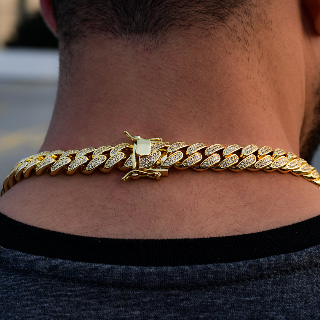 Diamond Cuban Link Chain (10mm) in Yellow Gold