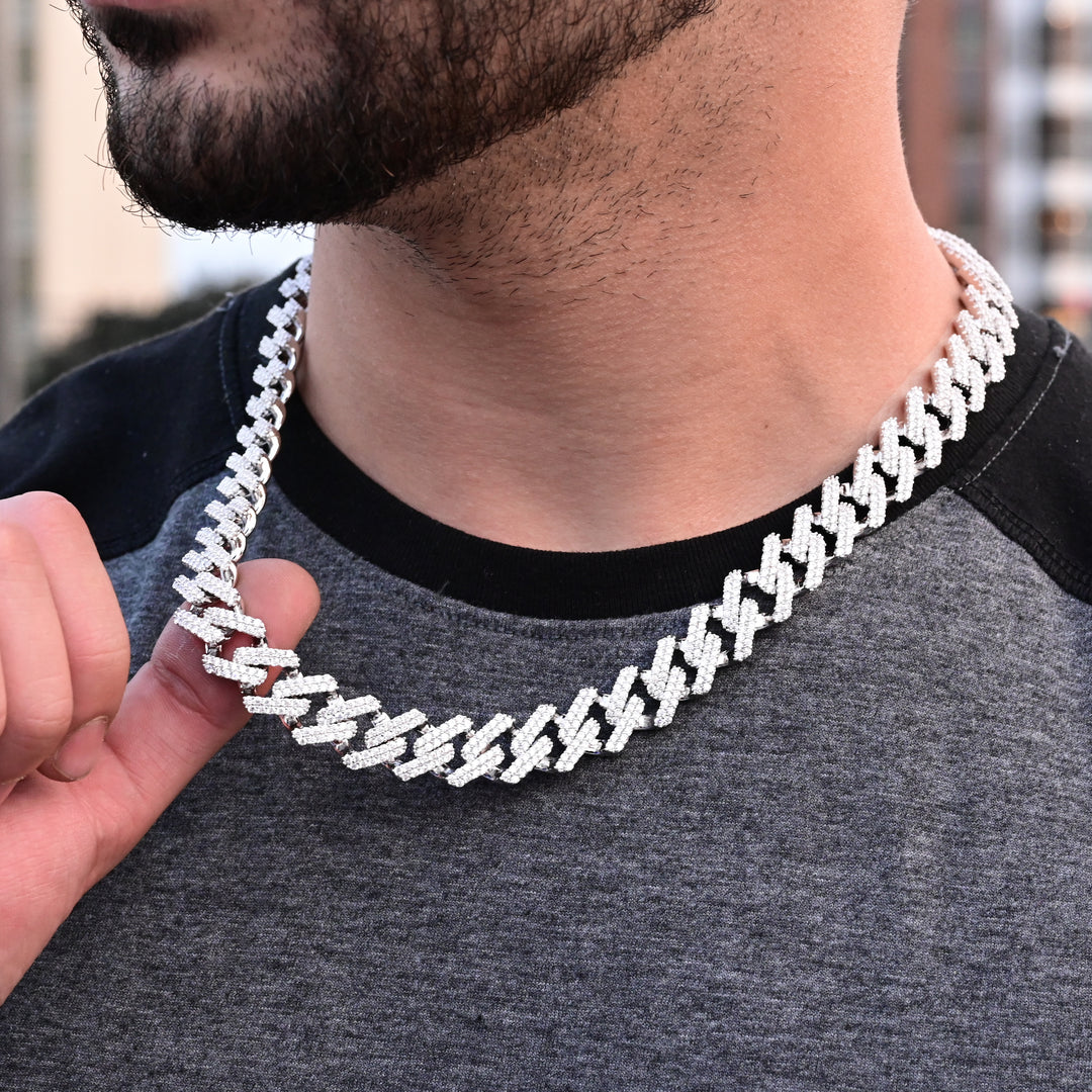 Diamond Prong Choker (10mm) in White Gold