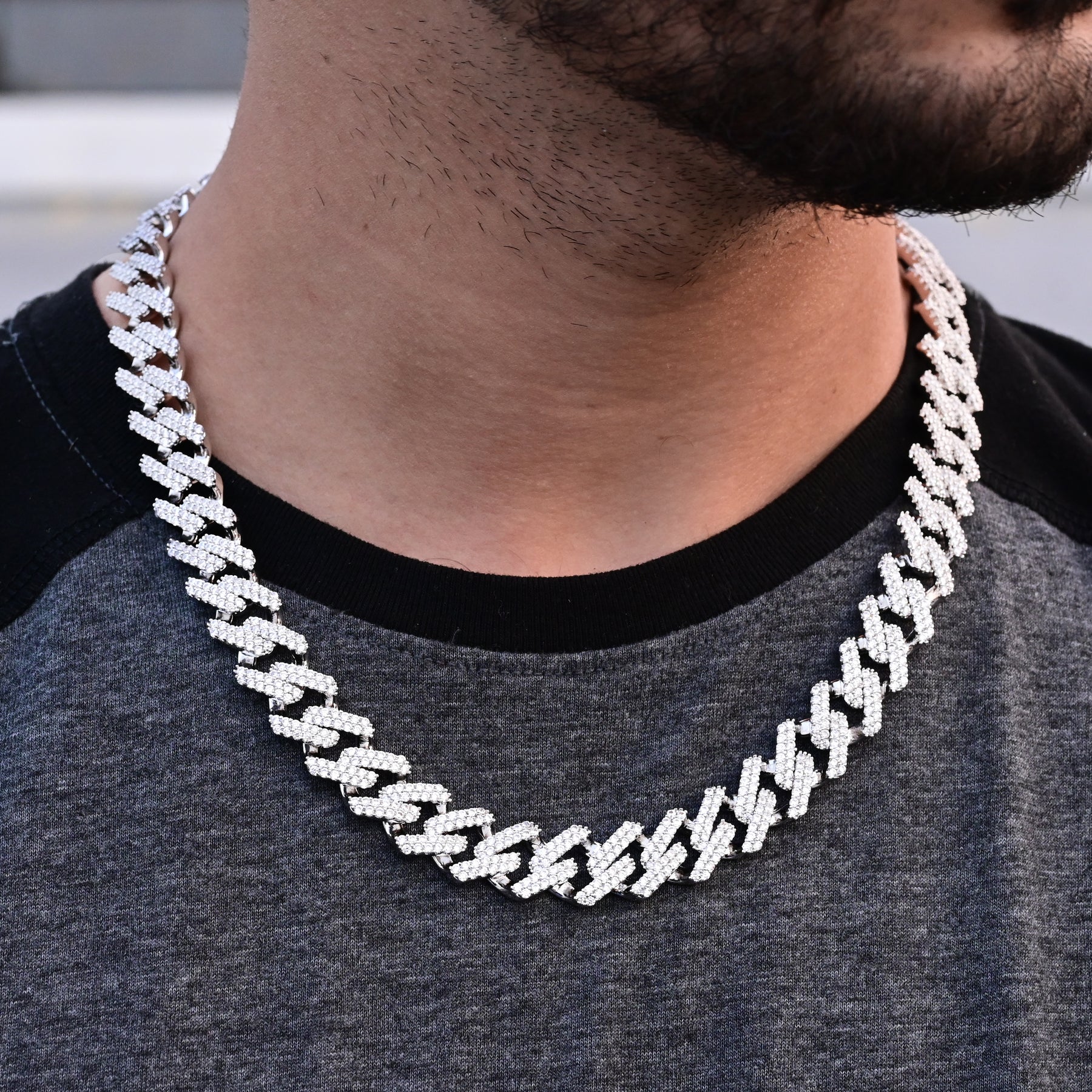 Real diamond prong link choker Outlet