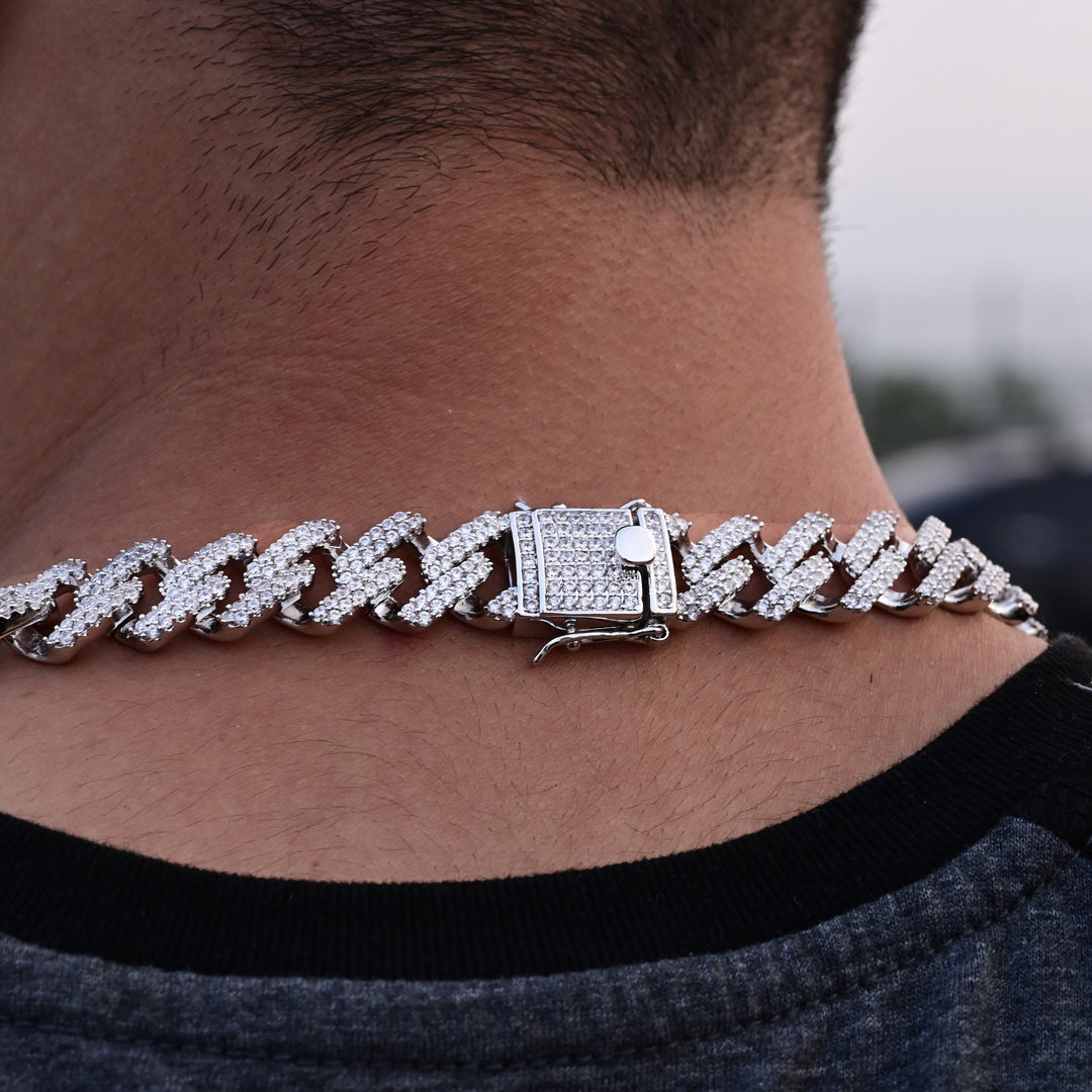 Diamond Prong Choker (10mm) in White Gold