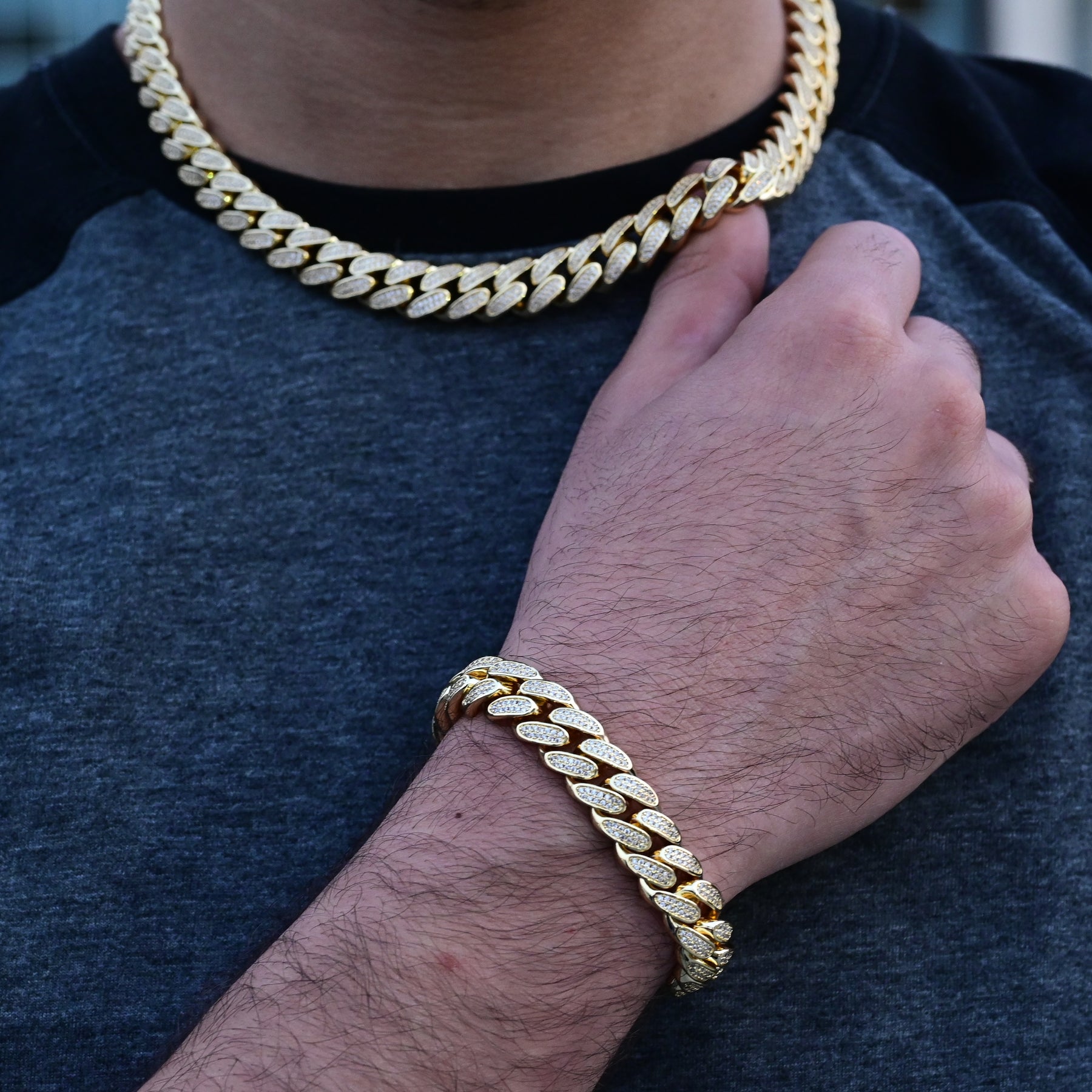 Diamond Cuban Link Chain (10mm) Gold / 22