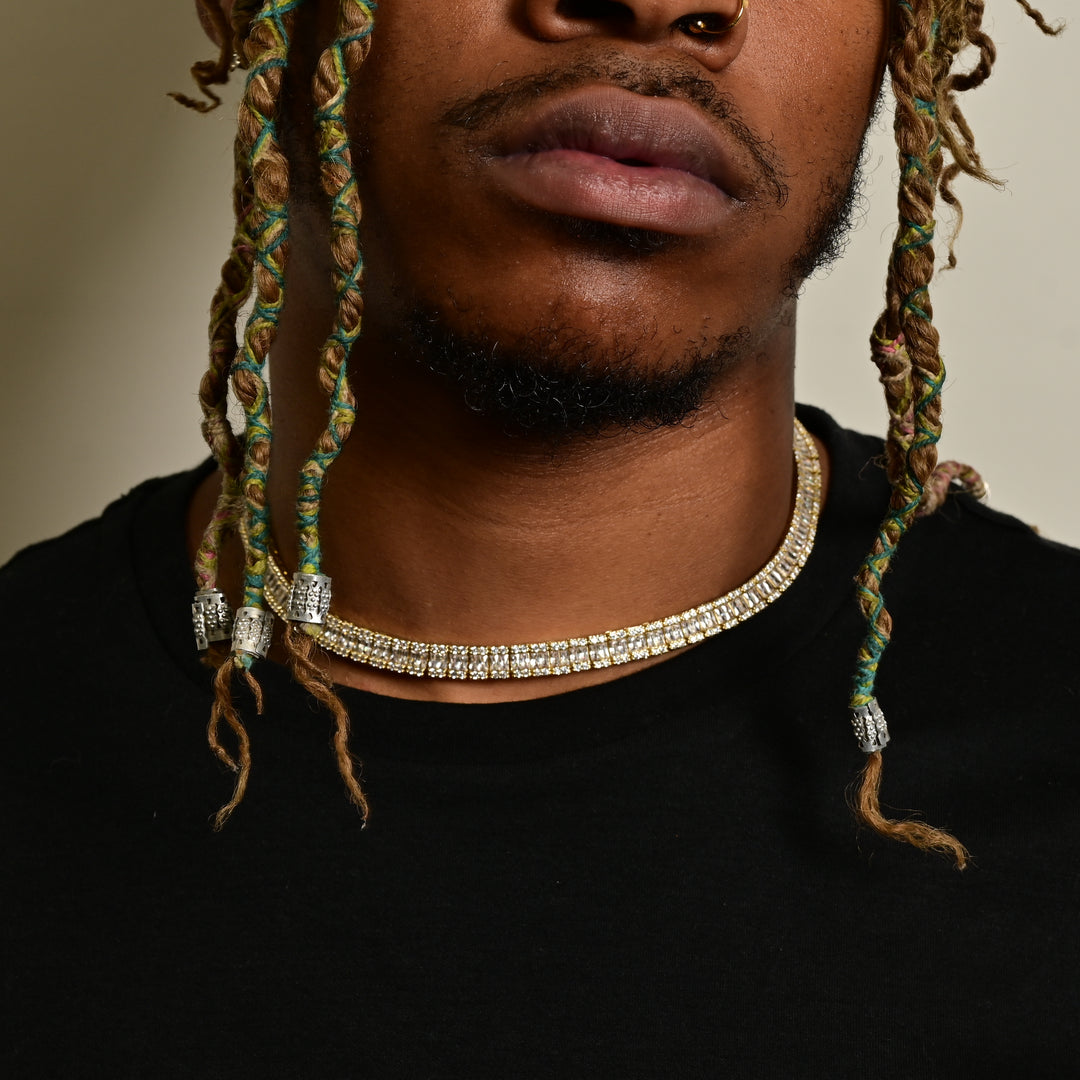 Baguette Diamond Tennis chain (8mm) in Yellow Gold