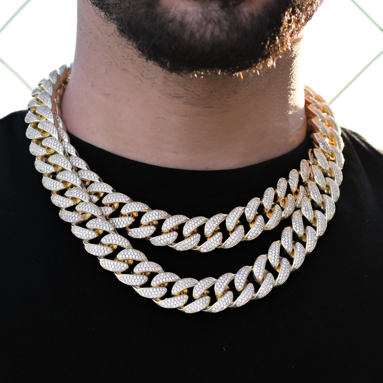 Gold diamond cuban link choker Clearance