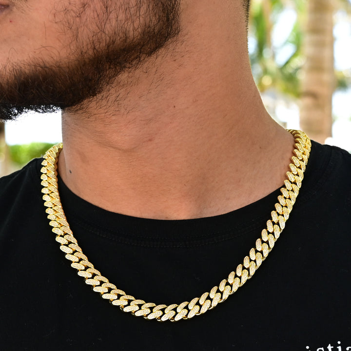 Diamond Miami Cuban Link Choker (14mm) in Yellow Gold