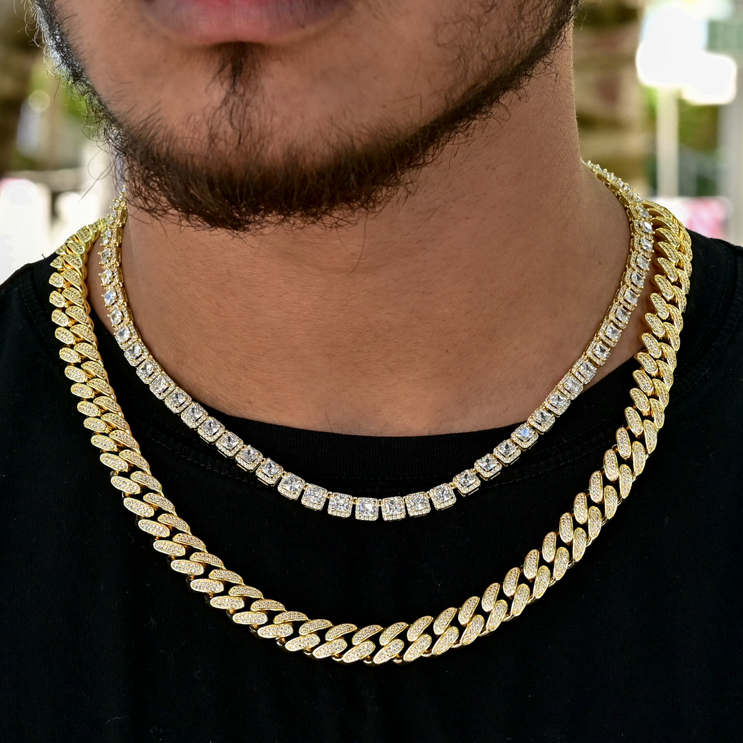 Diamond Miami Cuban Link Choker (14mm) in Yellow Gold