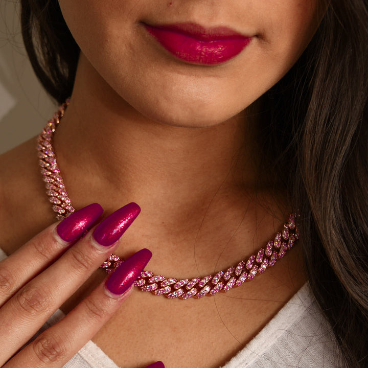8mm Miami Cuban Link Choker in Rose