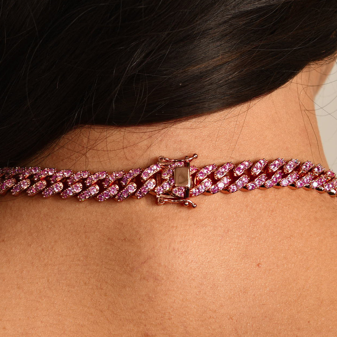 8mm Miami Cuban Link Choker in Rose