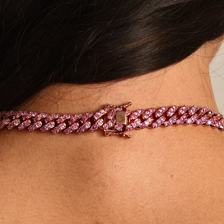 8mm Miami Cuban Link Choker in Rose