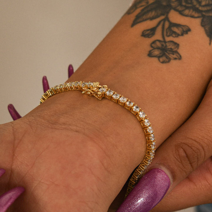 3mm Round Cut Tennis Bracelet in Yellow Gold