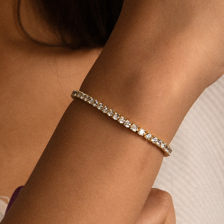 3mm Round Cut Tennis Bracelet in Yellow Gold