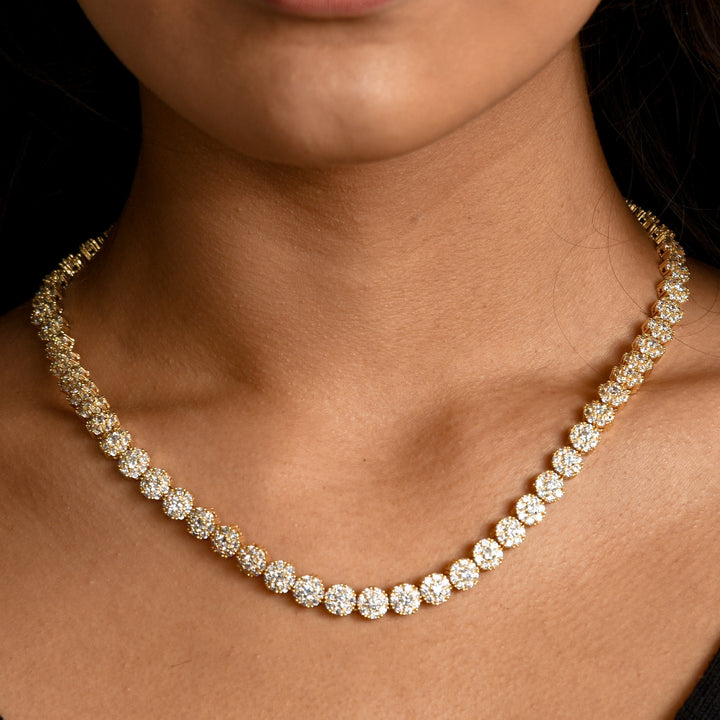 Flower Set Tennis Necklace