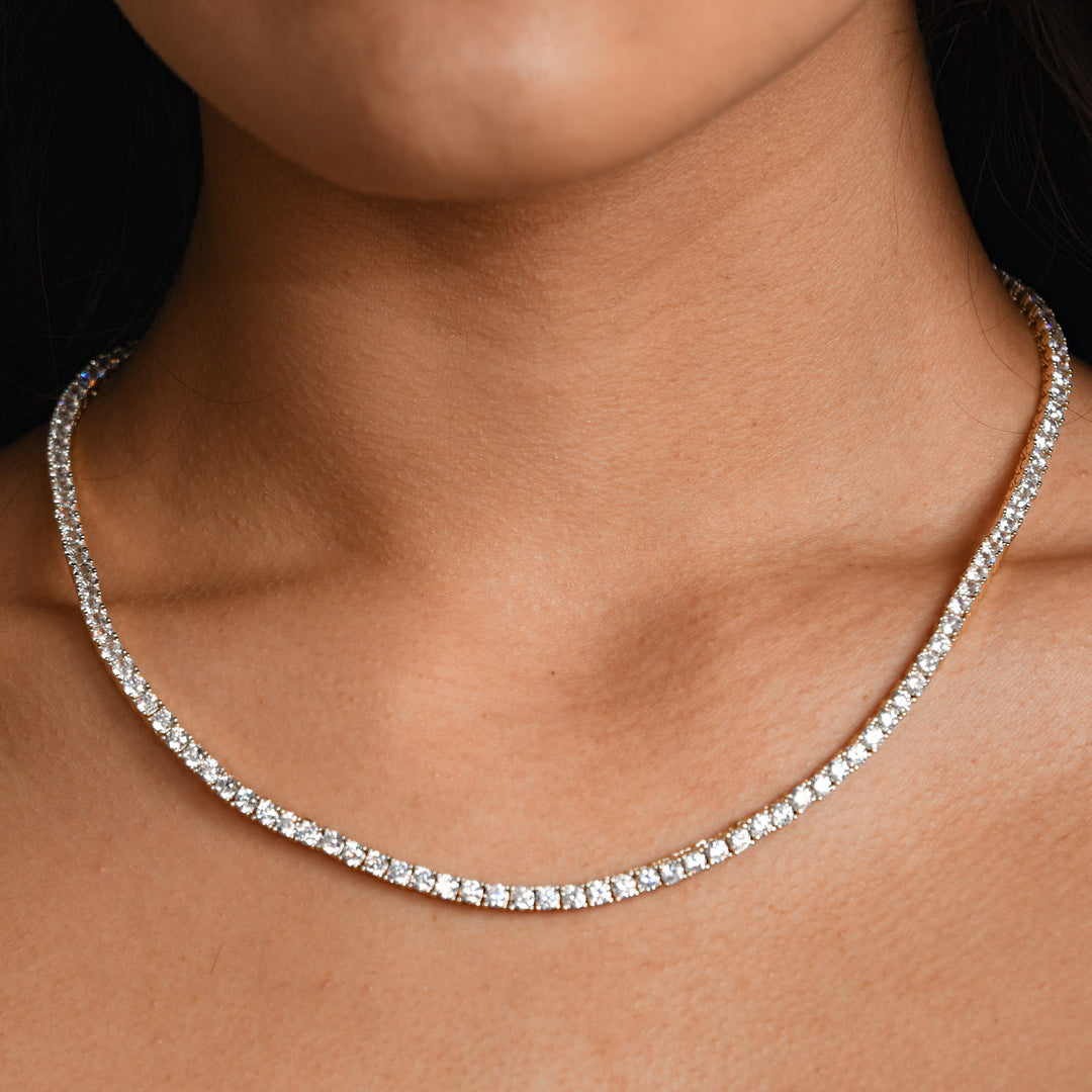 Micro Tennis White Gold Necklace