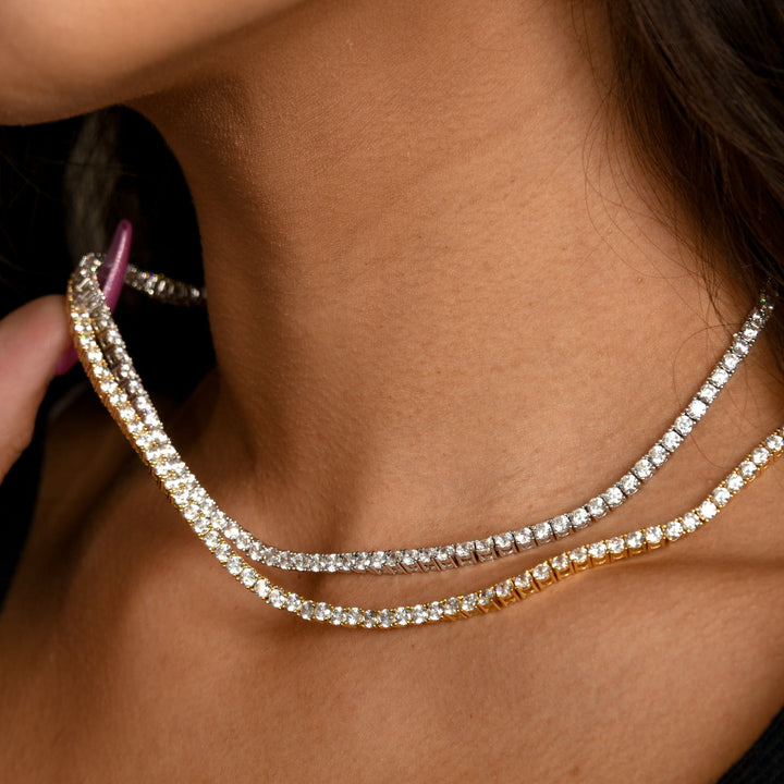 Micro Tennis Gold Necklace
