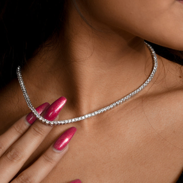 Micro Tennis White Gold Necklace