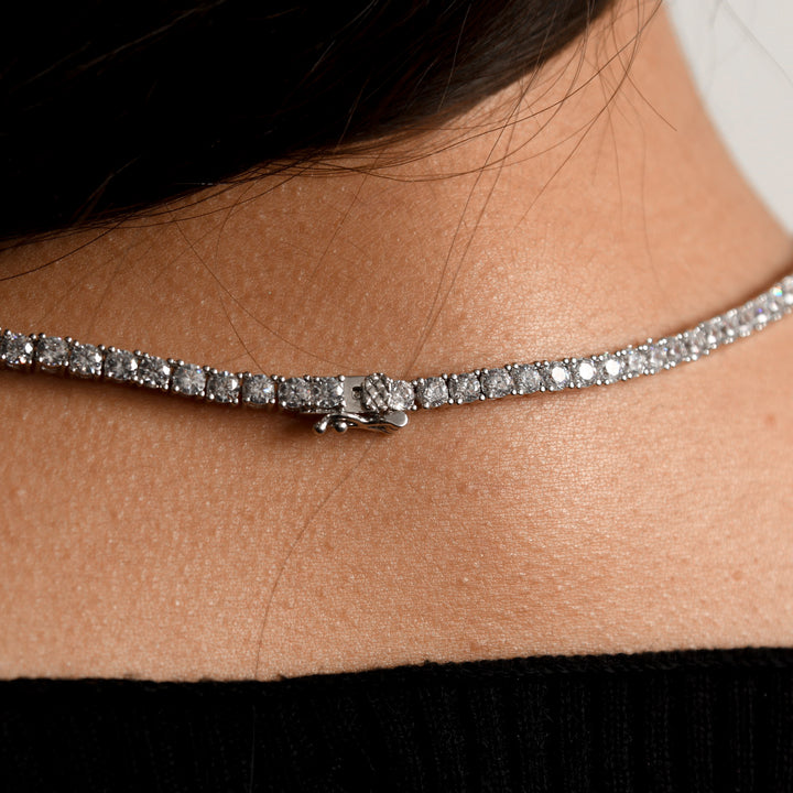 Micro Tennis White Gold Necklace