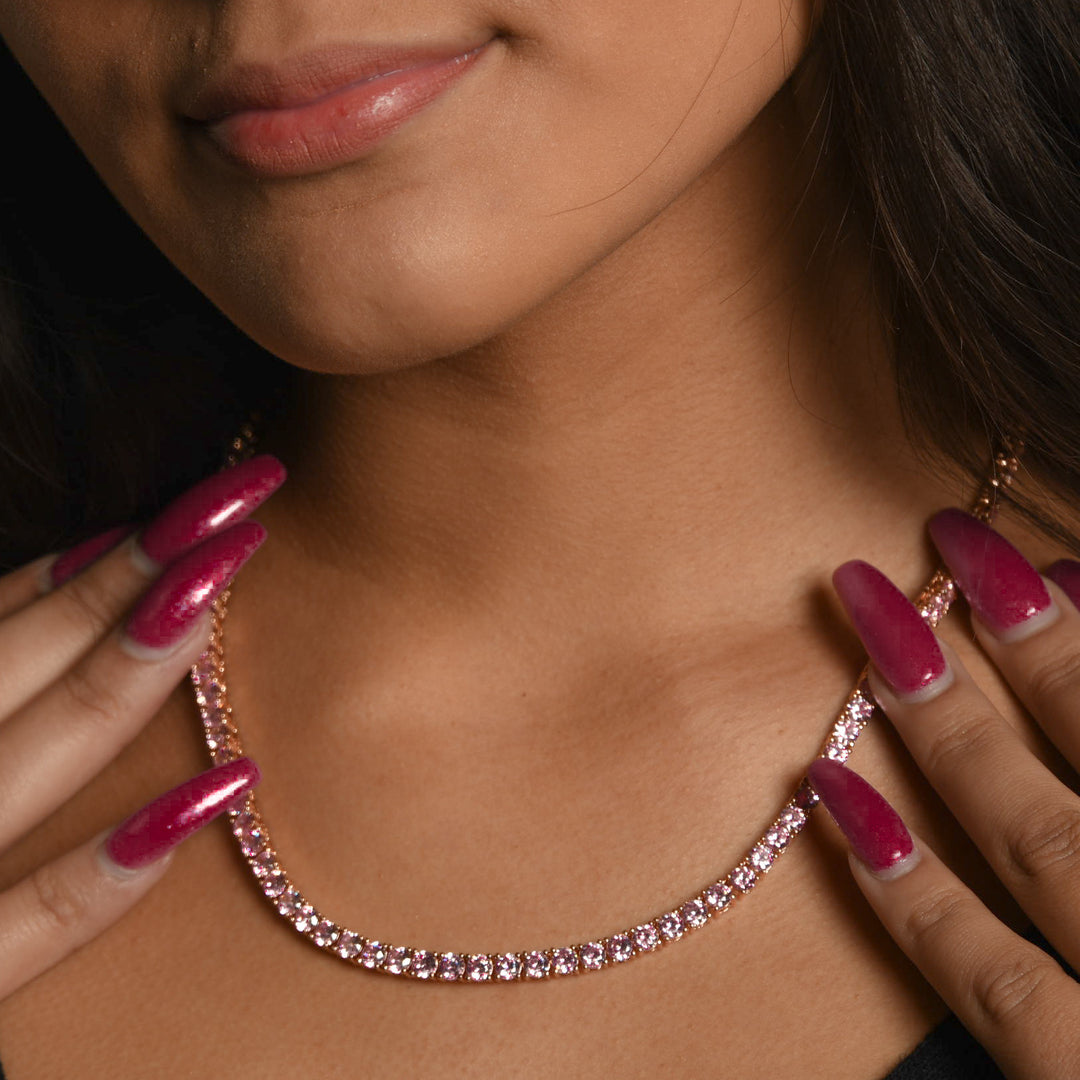 Rose Gold Micro Tennis Necklace