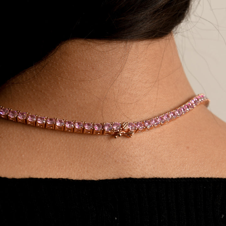 Rose Gold Micro Tennis Necklace